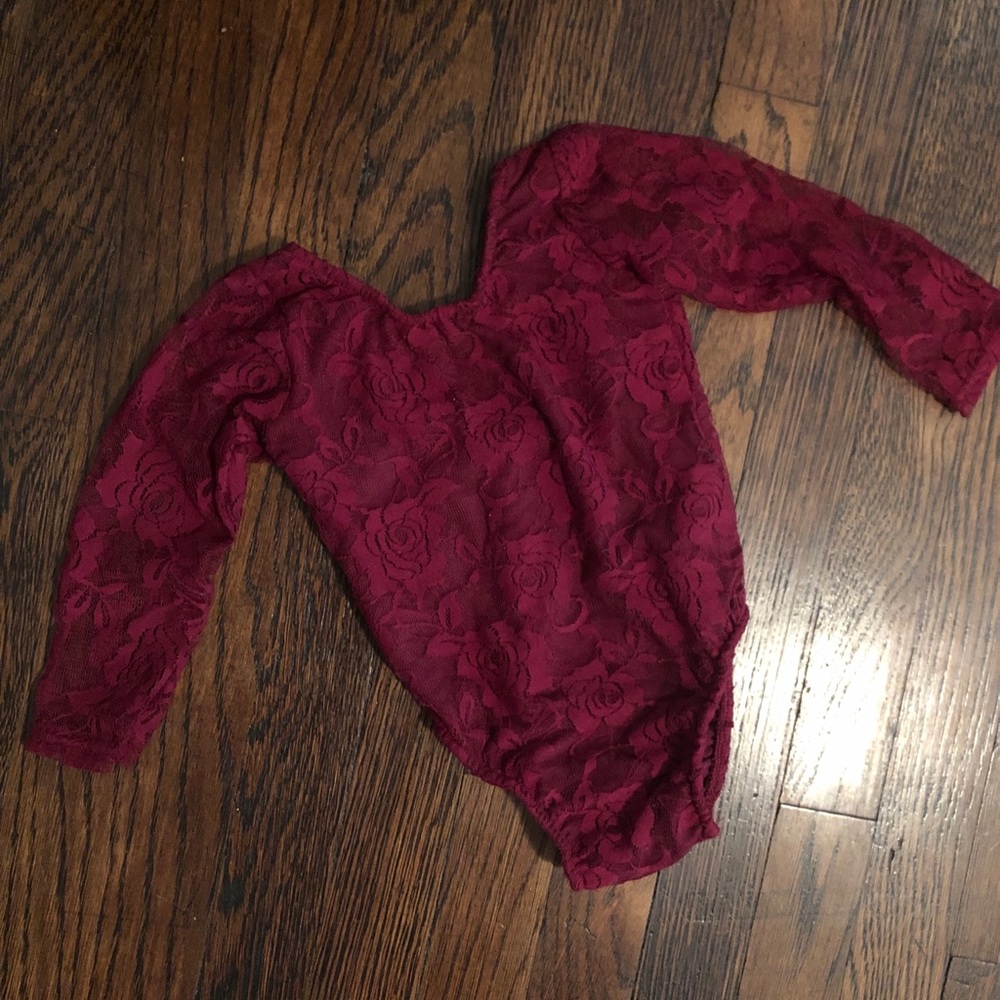 Burgundy wine lace leotard 3t